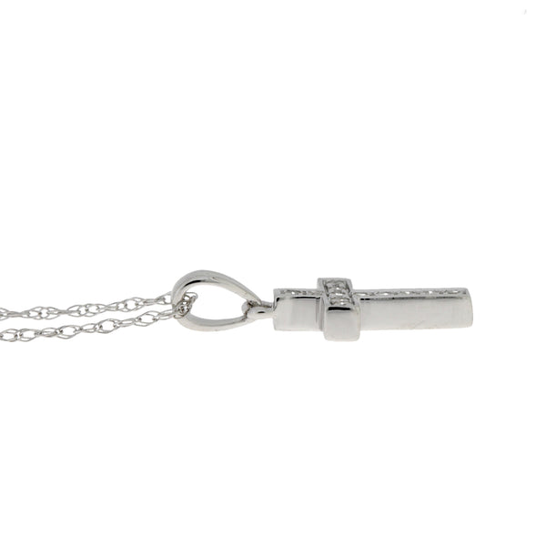 .05ct Diamond Cross Religious Pendant 14KT White Gold