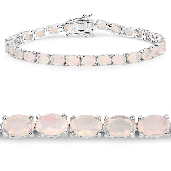 7.83 Carat Genuine Ethiopian Opal .925 Sterling Silver Bracelet