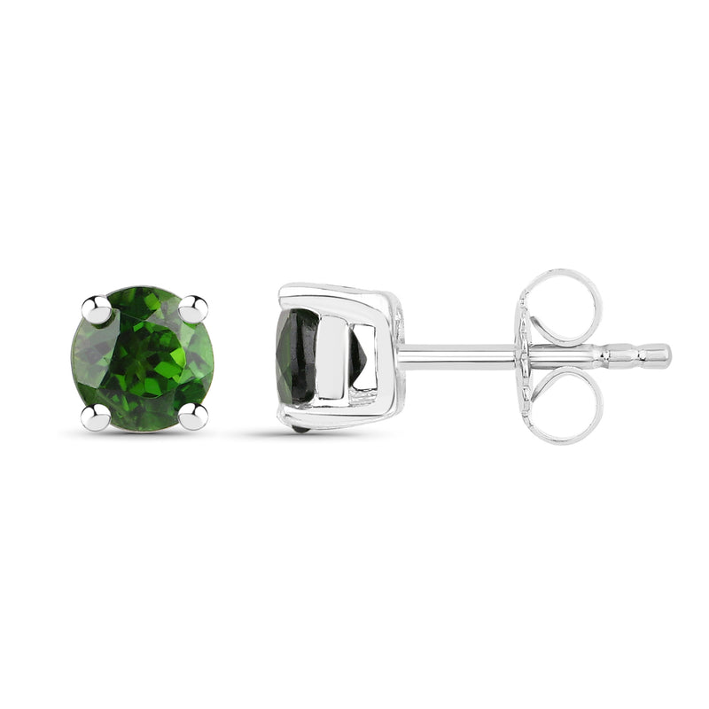 0.46 Carat Genuine Chrome Diopside .925 Sterling Silver Earrings