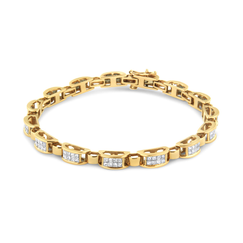 14K Yellow Gold 2 1/2 Cttw Princess-Cut Diamond Link Tennis Bracelet (H-I Color, SI2-I1 Clarity) - 7.25"