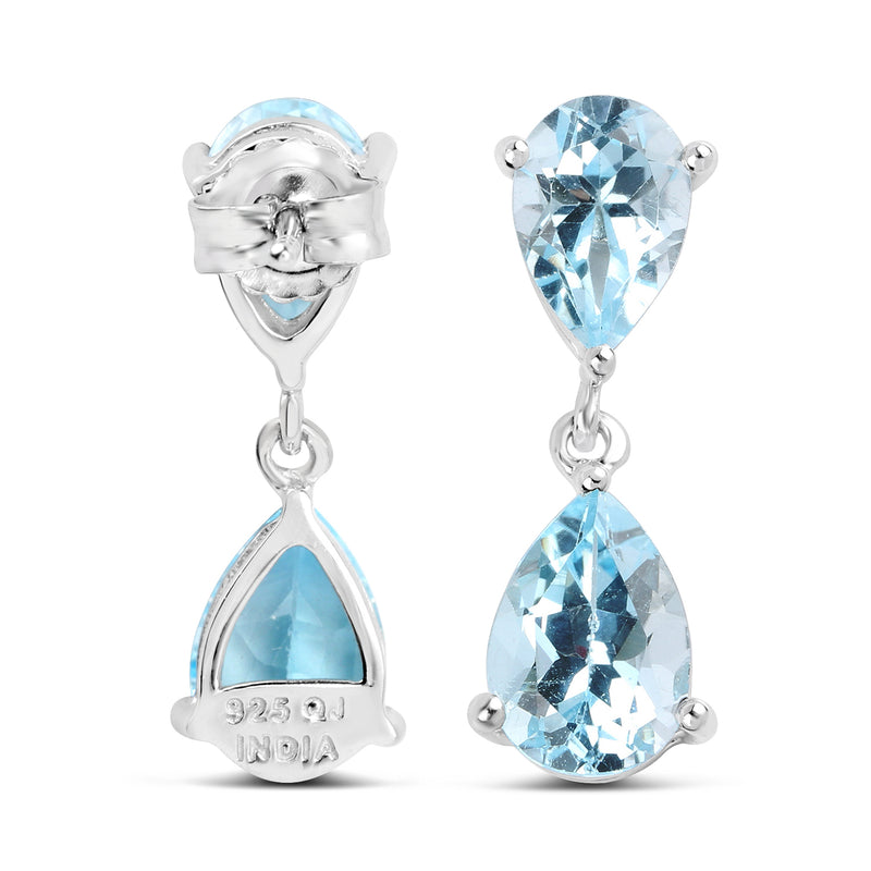 6.40 Carat Genuine Blue Topaz .925 Sterling Silver Earrings