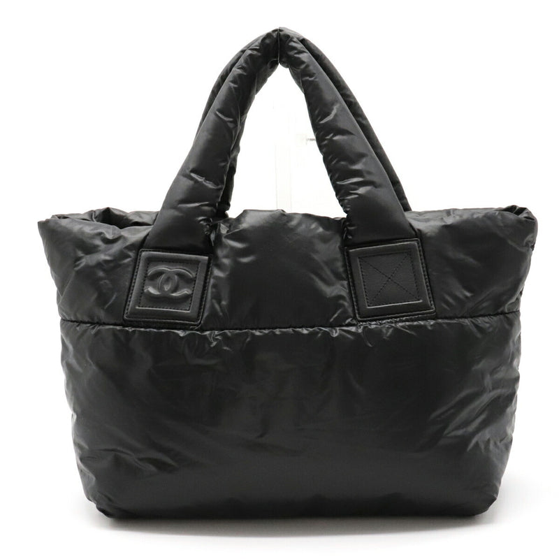 CHANEL Coco Cocoon Small Tote Bag Nylon Leather Black 7108