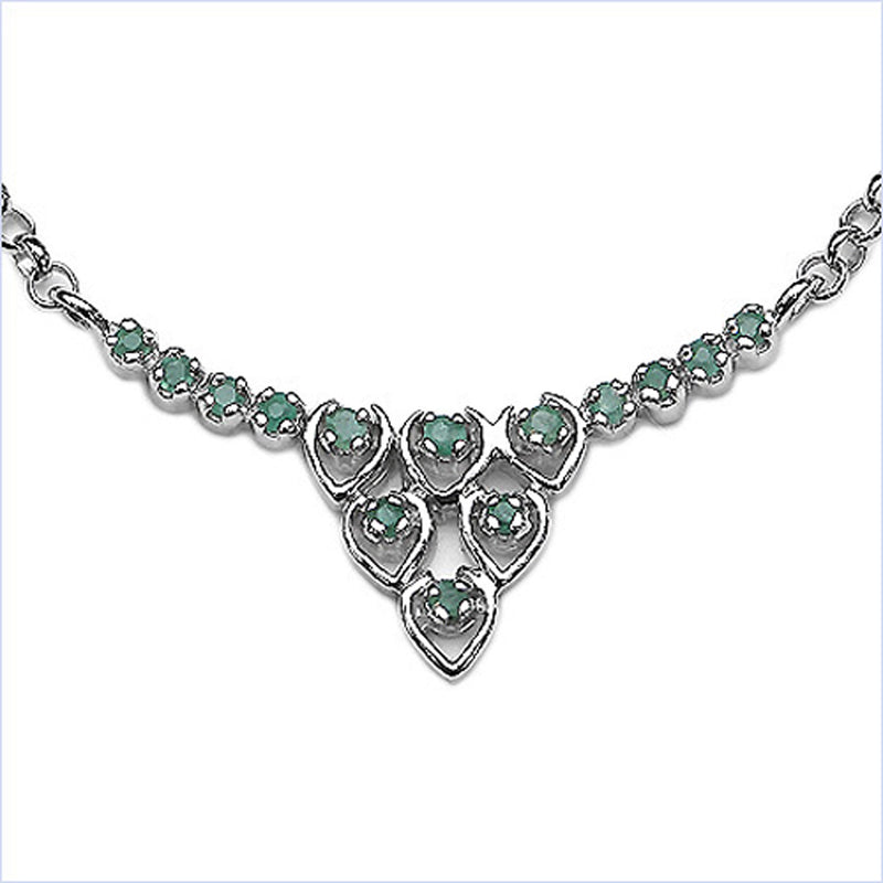 0.39 Carat Genuine Emerald .925 Sterling Silver Pendant