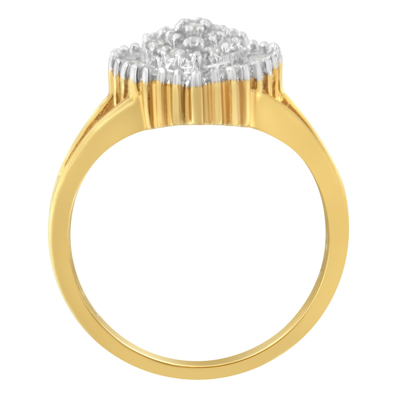 10K Yellow Gold Diamond Cocktail Ring (1/4 Cttw, I-J Color, I3 Clarity) - Size 6