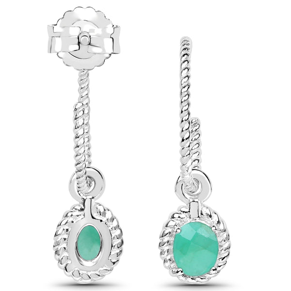 0.45 Carat Genuine Emerald .925 Sterling Silver Earrings