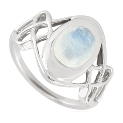 Fashionable Bezel set Natural Moonstone In Sterling Silver Ring