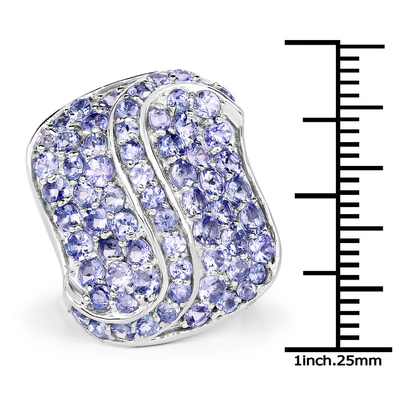 3.65 Carat Genuine Tanzanite .925 Sterling Silver Ring