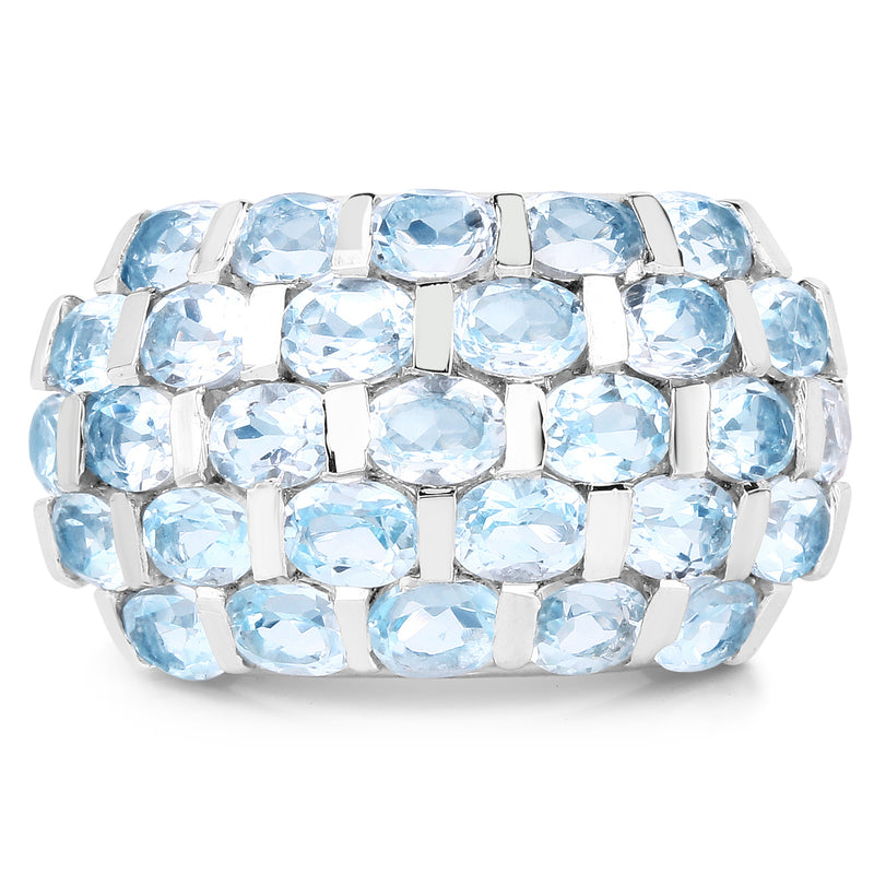 5.51 Carat Genuine Blue Topaz .925 Sterling Silver Ring