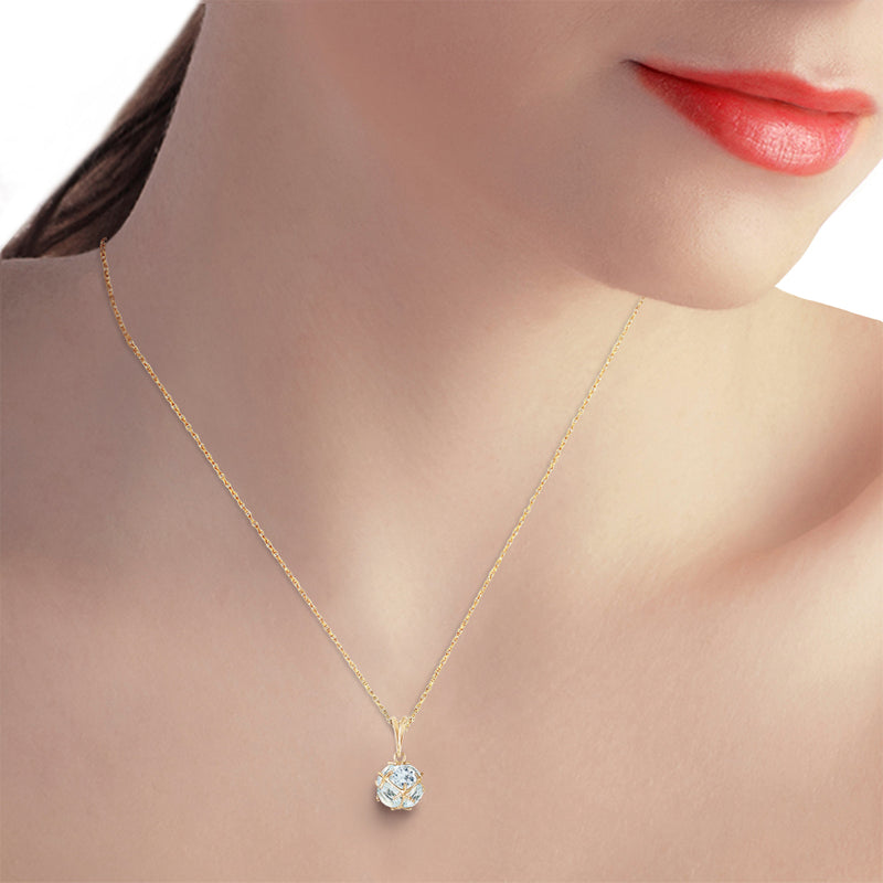 14K Solid Yellow Gold Necklace w/ Natural Aquamarines