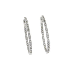 Genuine 1.25ct Diamond Hoop Earrings 14KT White Gold