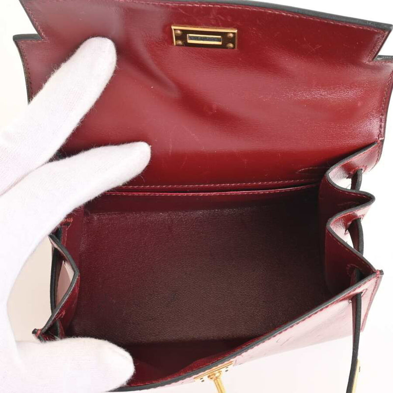 Hermes Kelly Womens Box Calf Leather Shoulder Bag Bordeaux
