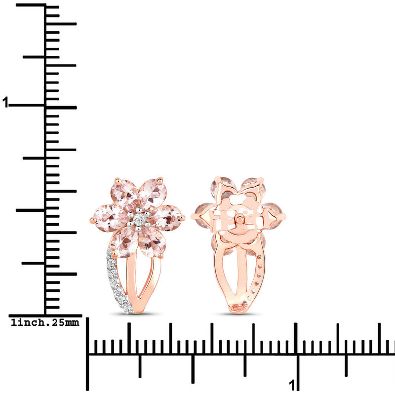 1.66 Carat Genuine Morganite and White Topaz .925 Sterling Silver Earrings