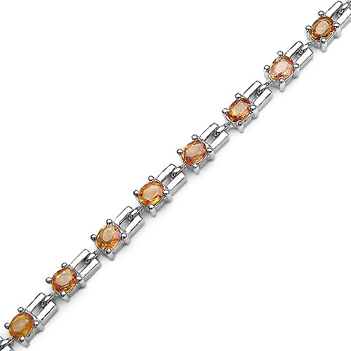 5.25 Carat Genuine Orange Sapphire .925 Sterling Silver Bracelet