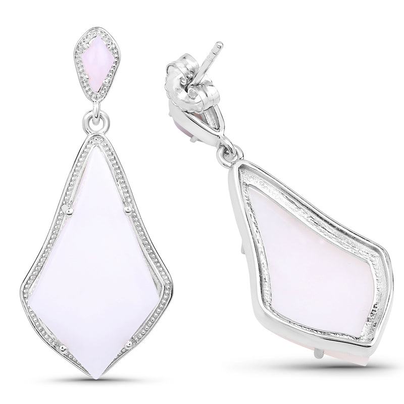 14.40 Carat Genuine Pink Opal .925 Sterling Silver Earrings