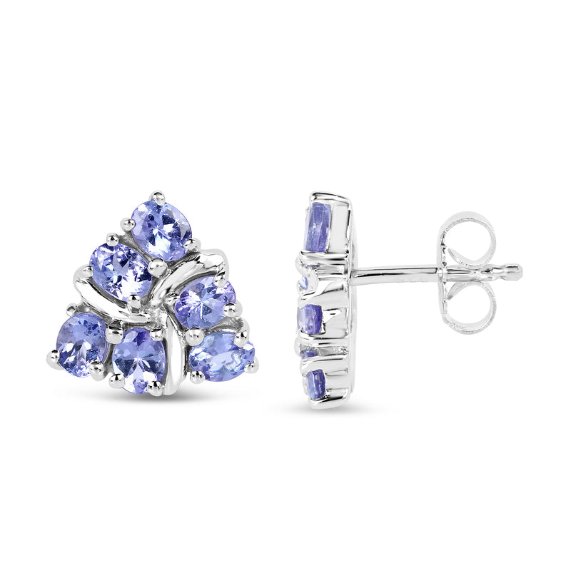 2.04 Carat Genuine Tanzanite .925 Sterling Silver Earrings