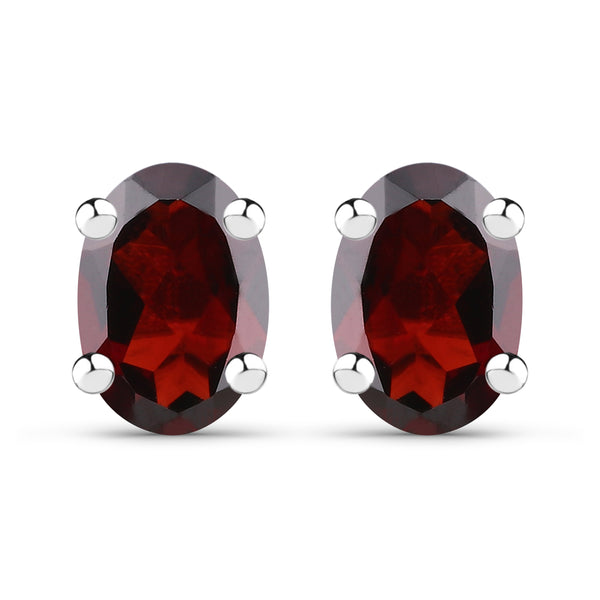 1.70 Carat Genuine Garnet .925 Sterling Silver Earrings