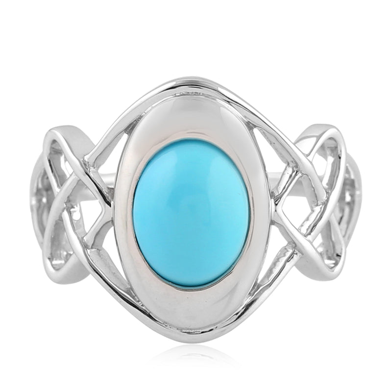 Sterling Silver Turquoise Gemstone Celtic Knot Ring Handmade Jewelry