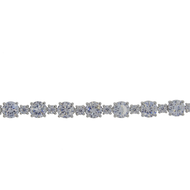 Genuine Cubic Zirconium Tennis Bracelet Sterling Silver