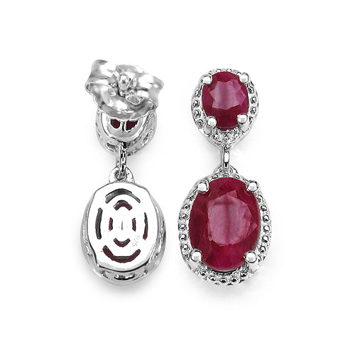 3.86 Carat Genuine Ruby .925 Sterling Silver Earrings