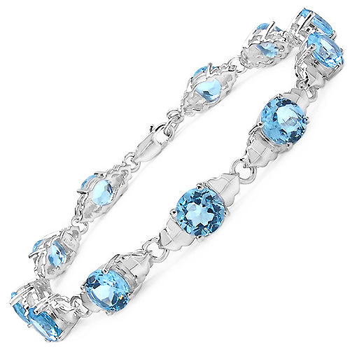 14.80 Carat Genuine Blue Topaz Sterling Silver Bracelet