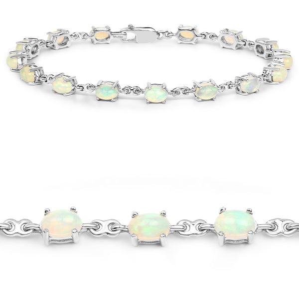 4.05 Carat Genuine Ethiopian Opal .925 Sterling Silver Bracelet