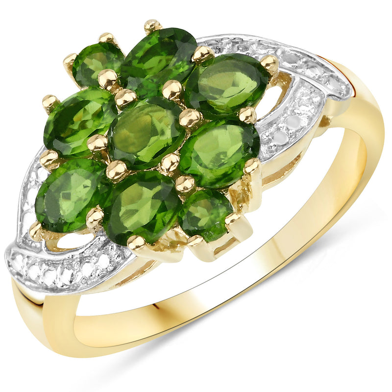 1.26 Carat Genuine Chrome Diopside .925 Sterling Silver Ring