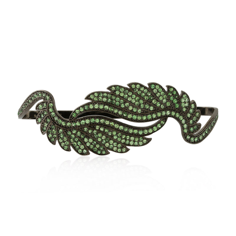 Tsavorite Leaf Style Palm Bracelet 925 Silver Fashion Jewelry 4.6ct