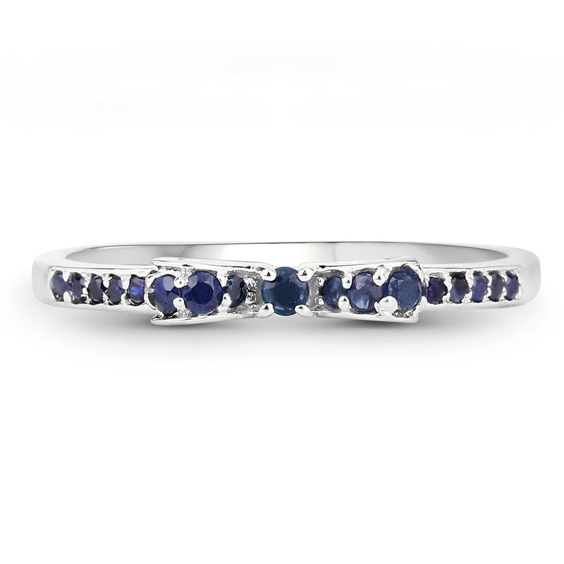 0.31 Carat Genuine Blue Sapphire 14K White Gold Ring