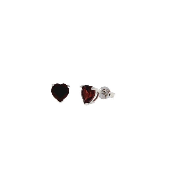 Genuine Garnet Stud Earrings Sterling Silver