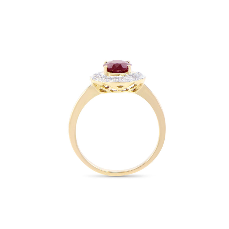 1.80 CTS CERTIFIED DIAMONDS & AFRICAN RUBY 14 K YELLOW GOLD DESIGNER RING SIZE 7.5