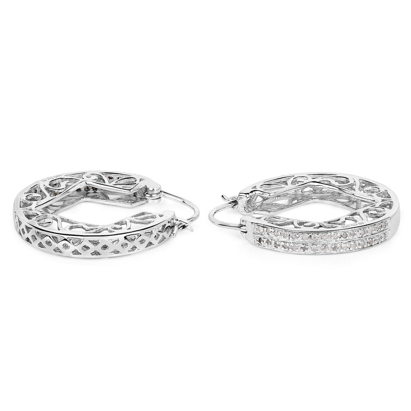 0.24 Carat Genuine White Diamond .925 Sterling Silver Earrings