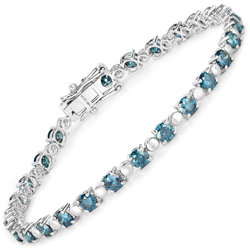 5.19 Carat Genuine Blue Diamond 14K White Gold Bracelet