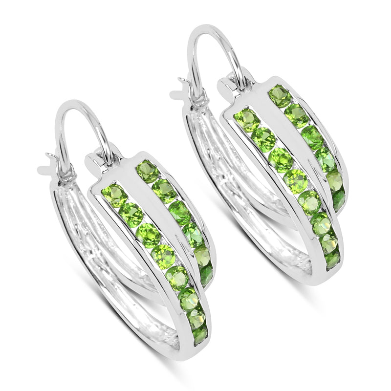 1.68 Carat Genuine Chrome Diopside .925 Sterling Silver Earrings