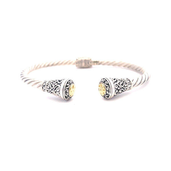 Bangle Bracelet Sterling Silver 18KT Gold