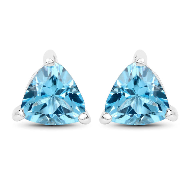 1.02 Carat Genuine Swiss Blue Topaz .925 Sterling Silver Earrings