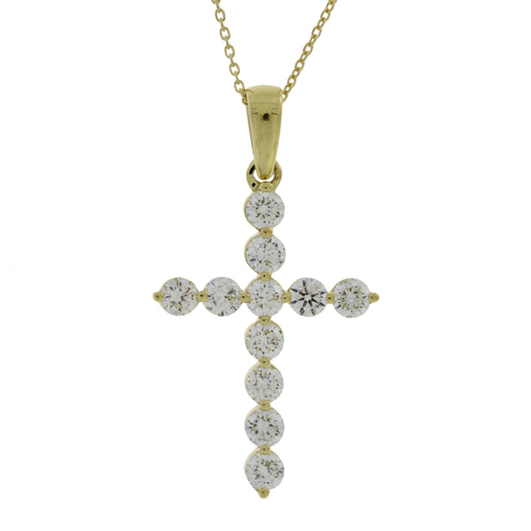 .75ct Diamond Cross Religious Pendant 14KT Yellow Gold