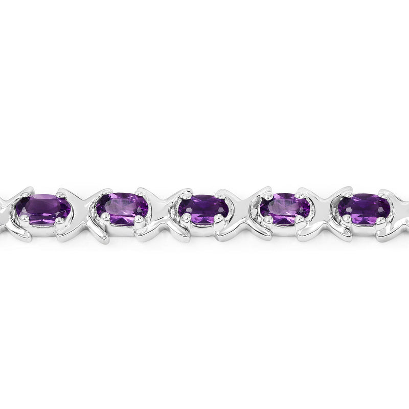 4.14 Carat Genuine Amethyst .925 Sterling Silver Bracelet