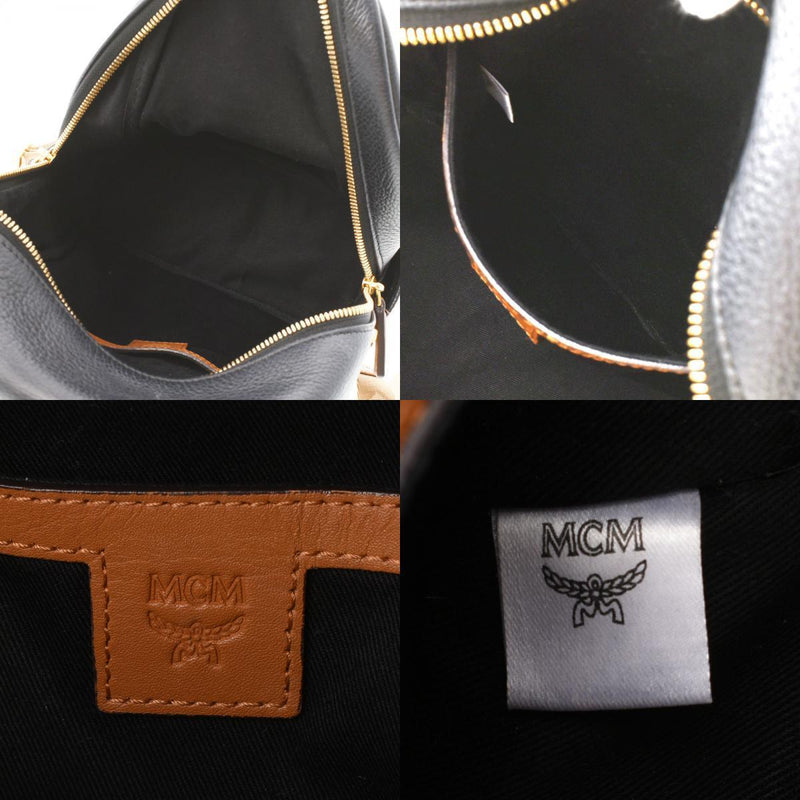 MCM Backpack Mini Studs Cognac / Black Womens PVC Leather Daypack