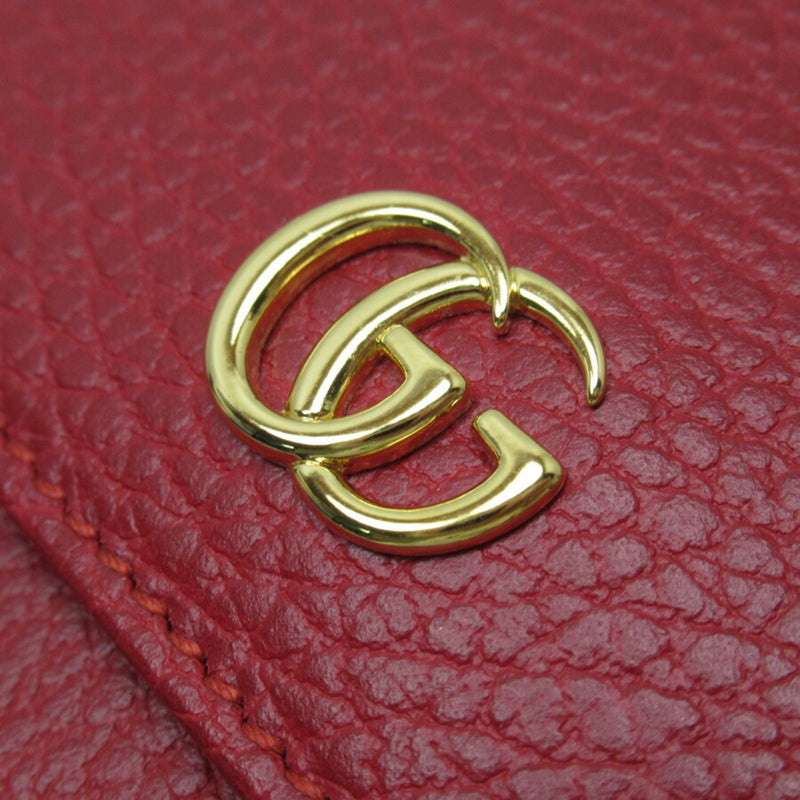 Gucci GUCCI bi-fold wallet double G red gold leather 456122