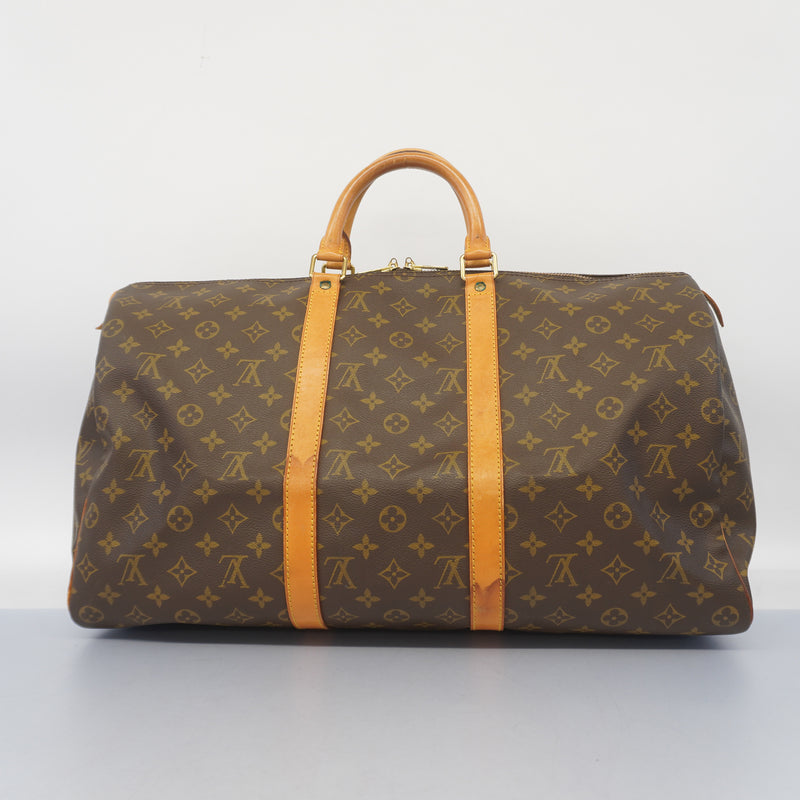 Auth Louis Vuitton Monogram Keepol 50 M41426 MenWomenUnisex Boston BagHandbag