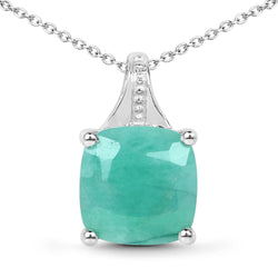 2.20 Carat Genuine Emerald Sterling Silver Pendant