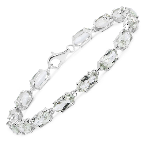 15.30 Carat Genuine Green Amethyst .925 Sterling Silver Bracelet