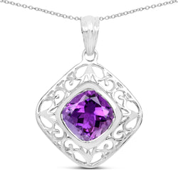 5.10 Carat Genuine Amethyst .925 Sterling Silver Pendant