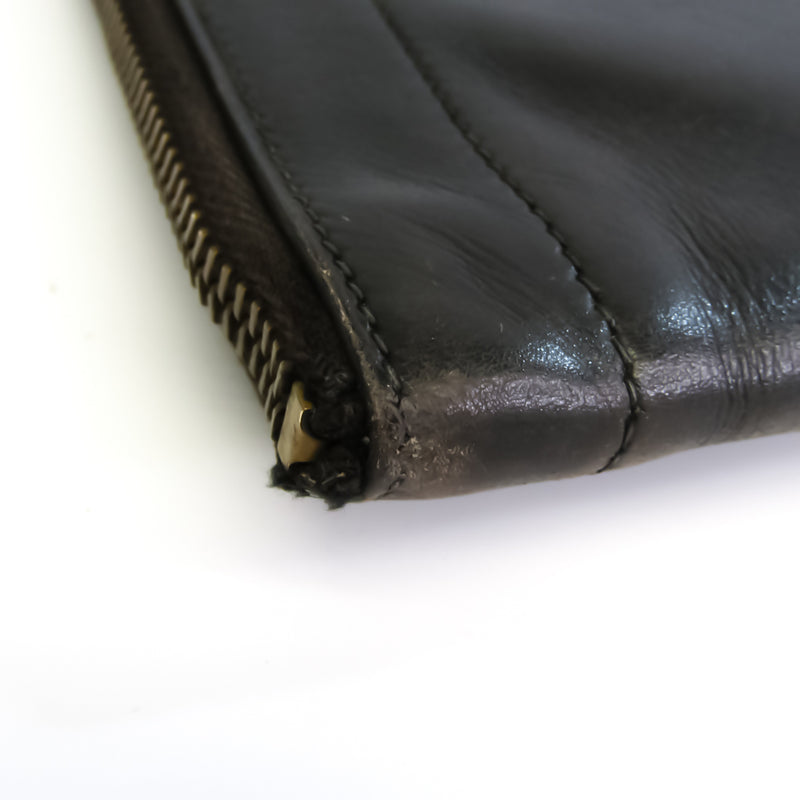 Hermes Unisex Box Calf Leather Clutch Bag Black