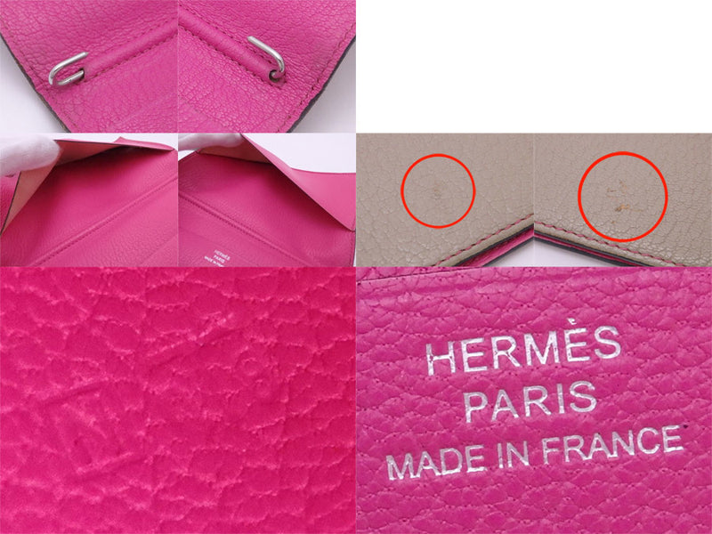 Hermes HERMES notebook cover Greige pink leather agenda ladies
