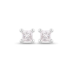 0.06 Carat Genuine White Diamond 14K White Gold Earrings