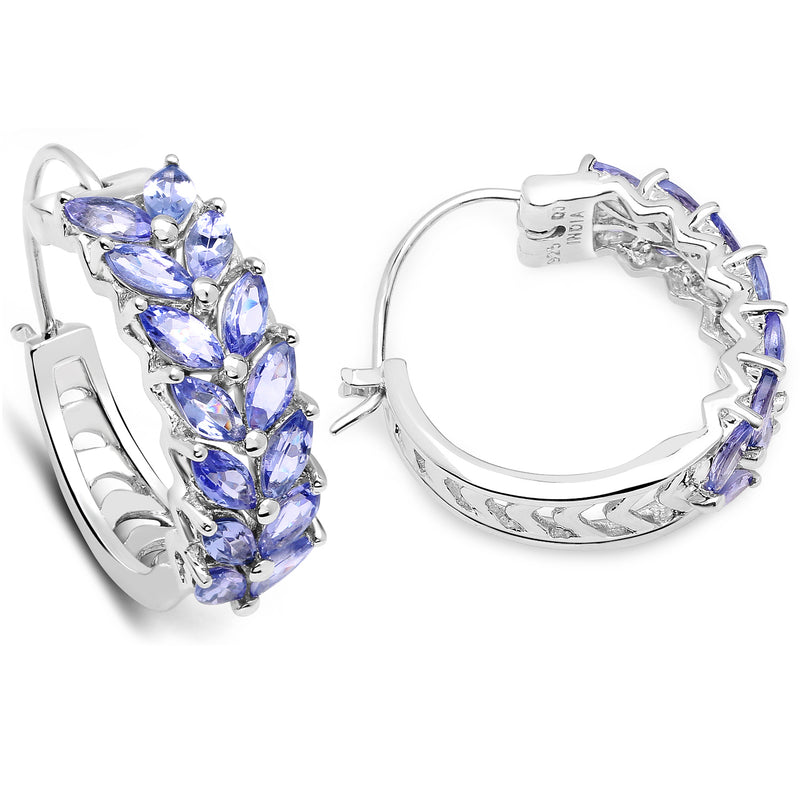 3.92 Carat Genuine Tanzanite .925 Sterling Silver Earrings