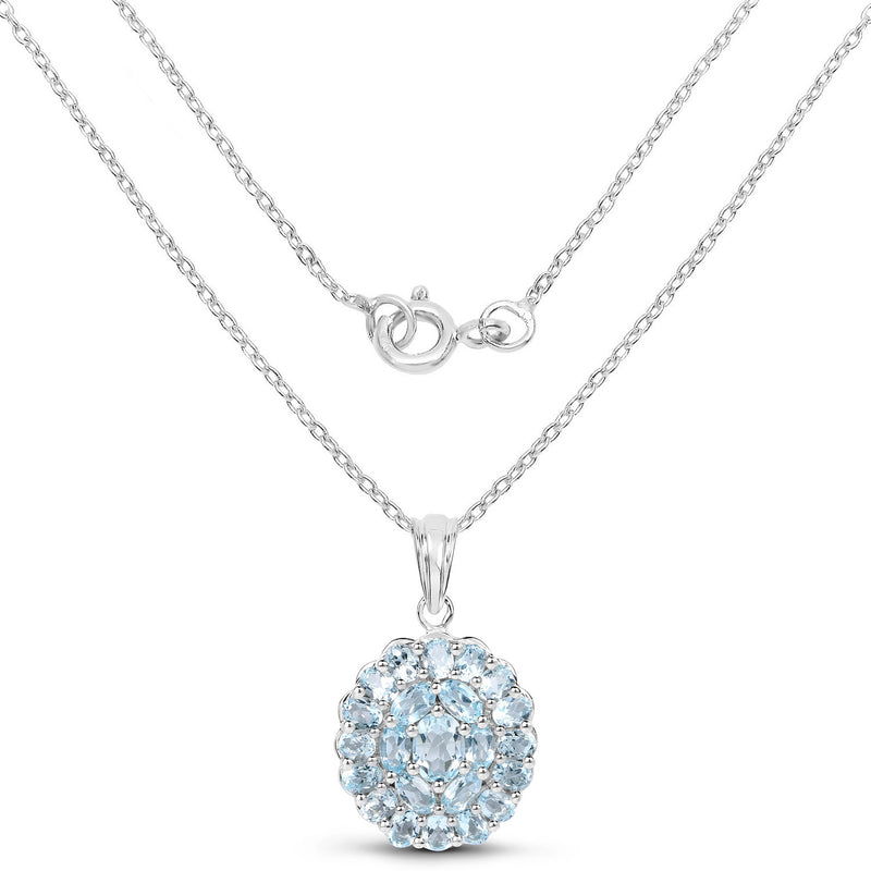 5.49 Carat Genuine Blue Topaz .925 Sterling Silver Pendant