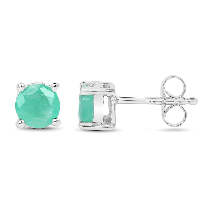 1.50 Carat Genuine Emerald .925 Sterling Silver Earrings