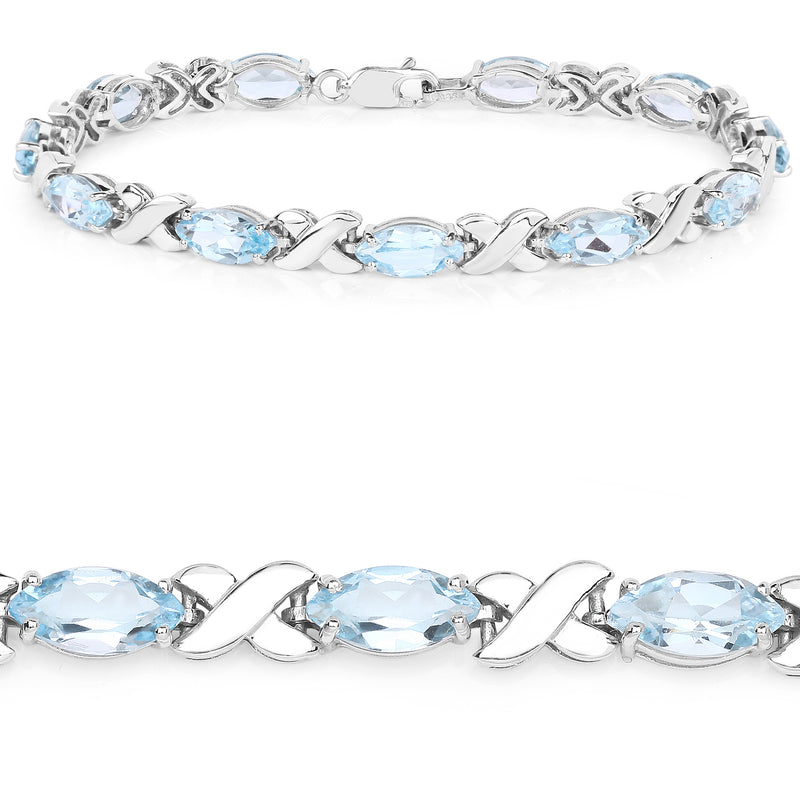 13.20 Carat Genuine Blue Topaz .925 Sterling Silver Bracelet